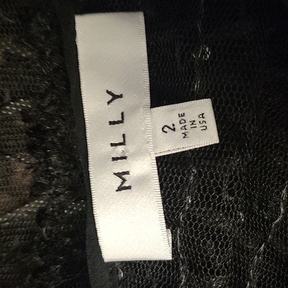 Milly Sheer Black Sequin Striped Cap Sleeve Top Evening Glam Mesh Evening 2 - Picture 4 of 7